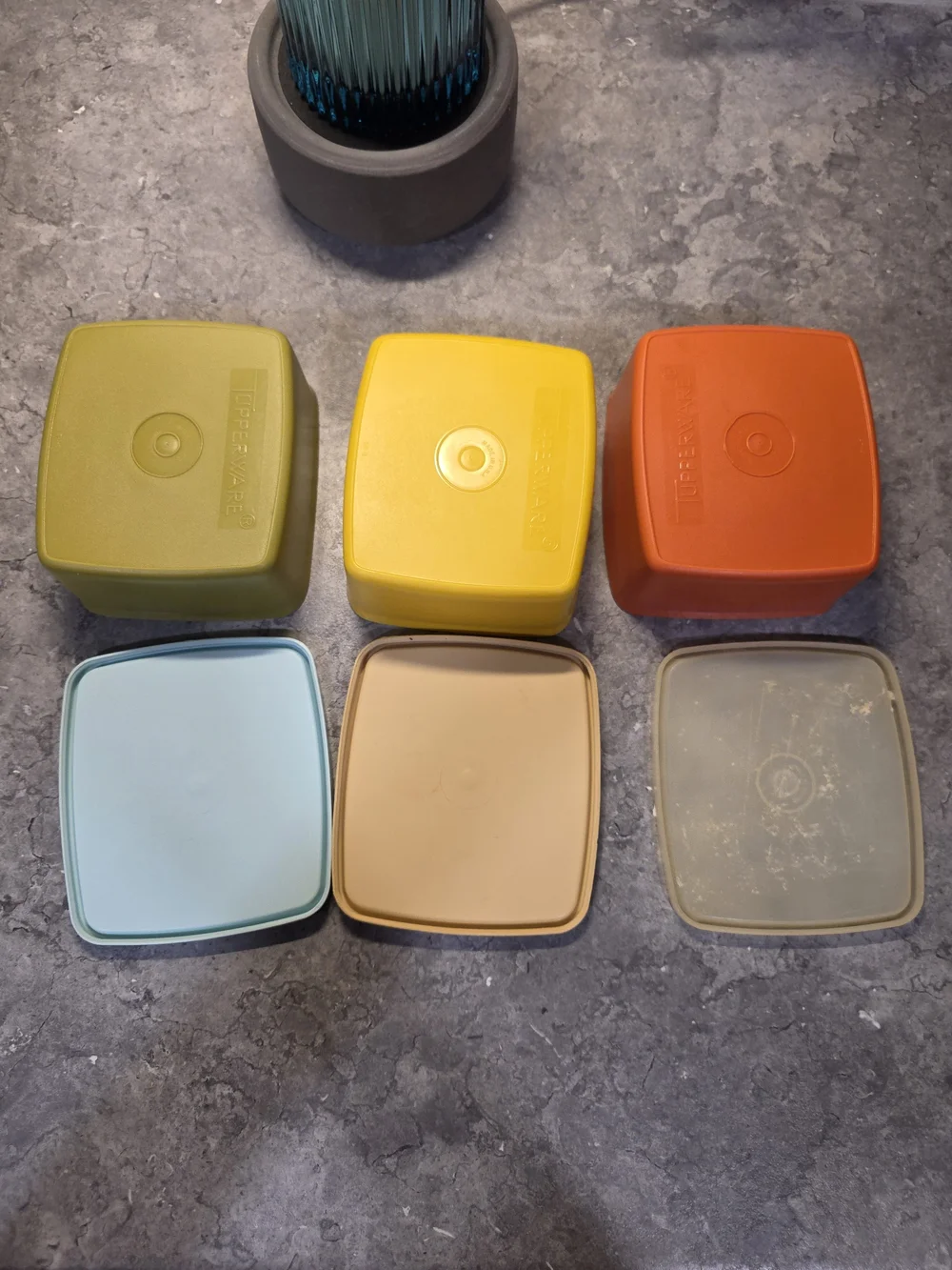 3 Vintage Square Tupperware Bowls